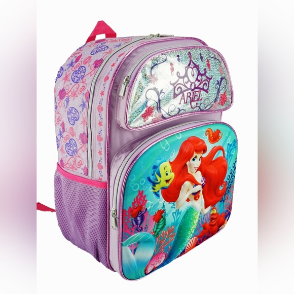 Little Mermaid Ariel 3D Molded 16" Backpack and Lunchbox Bundle Set w/ stickers! - Picture 3 of 8